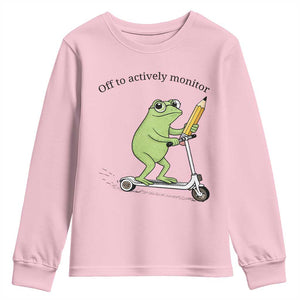 Funny Frog Teacher Testing Test Day Youth Sweatshirt Off To Actively Monitor TS12 Light Pink Print Your Wear
