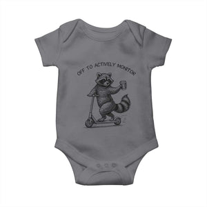 Funny Teacher Testing Day Baby Onesie Silly Raccoon Proctor Off To Actively Monitor TS12 Charcoal Print Your Wear