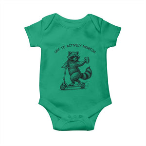 Funny Teacher Testing Day Baby Onesie Silly Raccoon Proctor Off To Actively Monitor TS12 Irish Green Print Your Wear