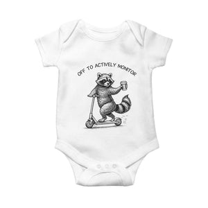 Funny Teacher Testing Day Baby Onesie Silly Raccoon Proctor Off To Actively Monitor TS12 White Print Your Wear