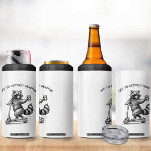 Funny Teacher Testing Day 4 in 1 Can Cooler Tumbler Silly Raccoon Proctor Off To Actively Monitor TS12 Print Your Wear