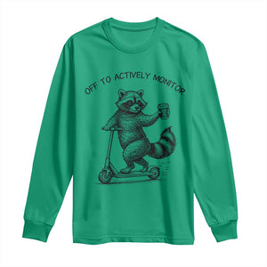 Funny Teacher Testing Day Long Sleeve Shirt Silly Raccoon Proctor Off To Actively Monitor TS12 Irish Green Print Your Wear
