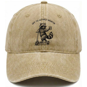 Funny Teacher Testing Day Washed Cotton Baseball Cap Silly Raccoon Proctor Off To Actively Monitor TS12 Print Your Wear