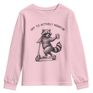 Funny Teacher Testing Day Youth Sweatshirt Silly Raccoon Proctor Off To Actively Monitor TS12 Light Pink Print Your Wear