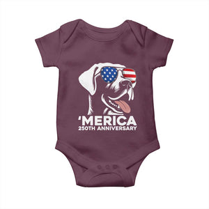 Merica Labrador Retriever Lover Baby Onesie 250th Anniversary Gift TS12 Maroon Print Your Wear