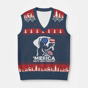 Merica Labrador Retriever Lover V-Neck Knit Sweater Vest 250th Anniversary Gift TS12 Navy Red Print Your Wear