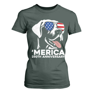 Merica Labrador Retriever Lover T Shirt For Women 250th Anniversary Gift TS12 Dark Forest Green Print Your Wear