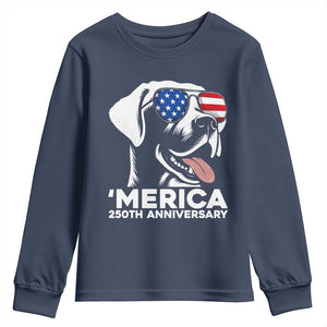 Merica Labrador Retriever Lover Youth Sweatshirt 250th Anniversary Gift TS12 Navy Print Your Wear