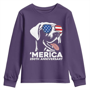Merica Labrador Retriever Lover Youth Sweatshirt 250th Anniversary Gift TS12 Purple Print Your Wear