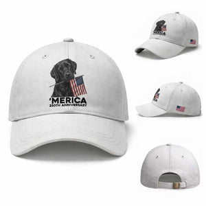 Patriotic Labrador Retriever Baseball Cap America 250th Anniversary Gift TS12 Baseball Cap Universal Fit White Print Your Wear