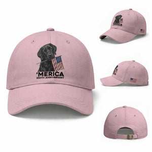 Patriotic Labrador Retriever Baseball Cap America 250th Anniversary Gift TS12 Baseball Cap Universal Fit Light Pink Print Your Wear