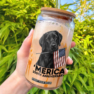 Patriotic Labrador Retriever Glass Can America 250th Anniversary Gift TS12 White Print Your Wear
