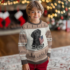 Patriotic Labrador Retriever Ugly Christmas Sweater America 250th Anniversary Gift TS12 Mocha Mousse Print Your Wear