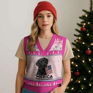 Patriotic Labrador Retriever V-Neck Knit Sweater Vest America 250th Anniversary Gift TS12 Hot Pink Print Your Wear