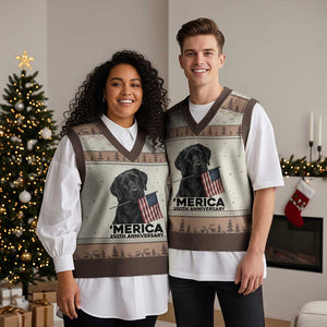 Patriotic Labrador Retriever V-Neck Knit Sweater Vest America 250th Anniversary Gift TS12 Mocha Mousse Print Your Wear