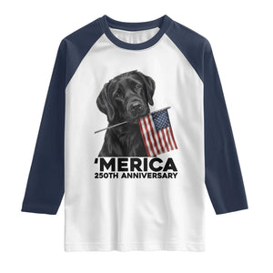 Patriotic Labrador Retriever Raglan Shirt America 250th Anniversary Gift TS12 White Navy Print Your Wear