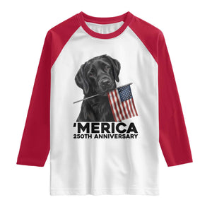 Patriotic Labrador Retriever Raglan Shirt America 250th Anniversary Gift TS12 White Red Print Your Wear