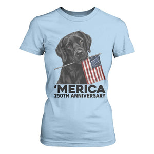 Patriotic Labrador Retriever T Shirt For Women America 250th Anniversary Gift TS12 Light Blue Print Your Wear