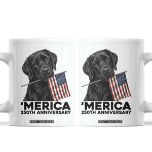 Patriotic Labrador Retriever Coffee Mug America 250th Anniversary Gift TS12 White Print Your Wear