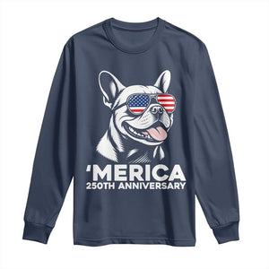Merica French Bulldog Lover Long Sleeve Shirt 250th Anniversary Gift TS12 Navy Print Your Wear