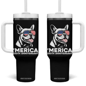 Merica French Bulldog Lover Tumbler With Handle 250th Anniversary Gift TS12 One Size: 40 oz Black Print Your Wear