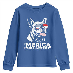 Merica French Bulldog Lover Youth Sweatshirt 250th Anniversary Gift TS12 Royal Blue Print Your Wear