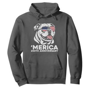 Merica English Bulldog Lover Hoodie 250th Anniversary Gift TS12 Dark Heather Print Your Wear