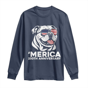 Merica English Bulldog Lover Long Sleeve Shirt 250th Anniversary Gift TS12 Navy Print Your Wear