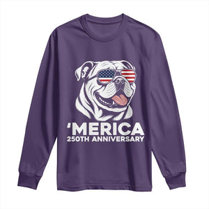 Merica English Bulldog Lover Long Sleeve Shirt 250th Anniversary Gift TS12 Purple Print Your Wear