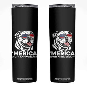 Merica English Bulldog Lover Skinny Tumbler 250th Anniversary Gift TS12 Black Print Your Wear