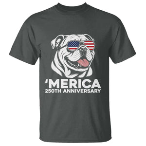 Merica English Bulldog Lover T Shirt 250th Anniversary Gift TS12 Dark Heather Print Your Wear