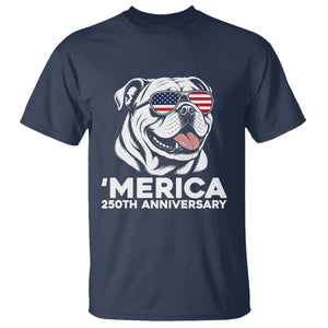 Merica English Bulldog Lover T Shirt 250th Anniversary Gift TS12 Navy Print Your Wear
