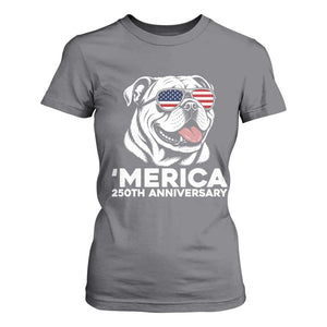 Merica English Bulldog Lover T Shirt For Women 250th Anniversary Gift TS12 Charcoal Print Your Wear