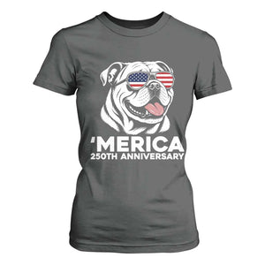 Merica English Bulldog Lover T Shirt For Women 250th Anniversary Gift TS12 Dark Heather Print Your Wear