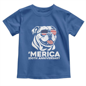 Merica English Bulldog Lover Toddler T Shirt 250th Anniversary Gift TS12 Royal Blue Print Your Wear