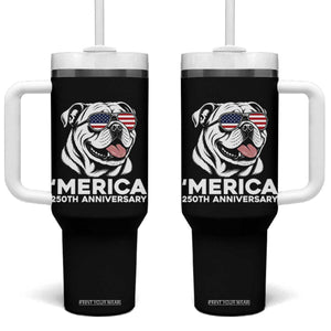 Merica English Bulldog Lover Tumbler With Handle 250th Anniversary Gift TS12 One Size: 40 oz Black Print Your Wear