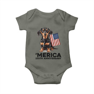 Merica Dachshund Lover Baby Onesie 250th Anniversary Gift TS12 Military Green Print Your Wear
