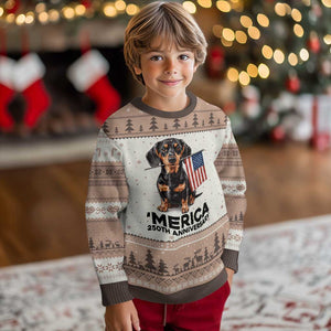 Merica Dachshund Lover Ugly Christmas Sweater 250th Anniversary Gift TS12 Mocha Mousse Print Your Wear