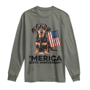 Merica Dachshund Lover Long Sleeve Shirt 250th Anniversary Gift TS12 Military Green Print Your Wear