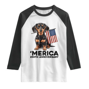 Merica Dachshund Lover Raglan Shirt 250th Anniversary Gift TS12 White Black Print Your Wear