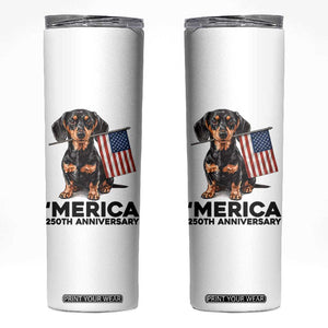 Merica Dachshund Lover Skinny Tumbler 250th Anniversary Gift TS12 White Print Your Wear