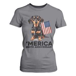 Merica Dachshund Lover T Shirt For Women 250th Anniversary Gift TS12 Charcoal Print Your Wear