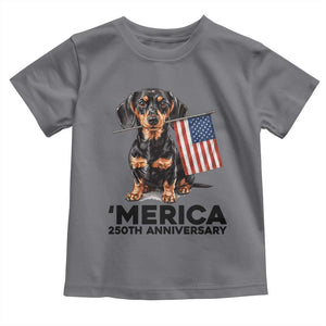 Merica Dachshund Lover Toddler T Shirt 250th Anniversary Gift TS12 Charcoal Print Your Wear