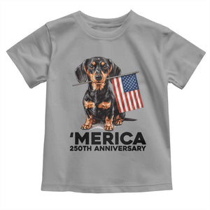Merica Dachshund Lover Toddler T Shirt 250th Anniversary Gift TS12 Sport Gray Print Your Wear