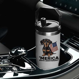 Merica Dachshund Lover Flip Straw Tumbler 250th Anniversary Gift TS12 Print Your Wear