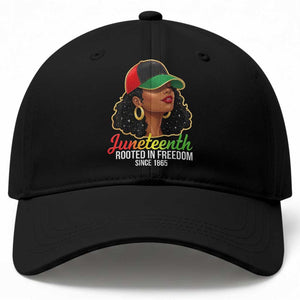 Black Woman Juneteenth Graphic Baseball Cap Rooted In Freedom Since 1865
