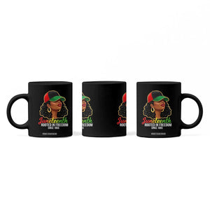 Black Woman Juneteenth Graphic Coffee Mug Rooted In Freedom Since 1865 TS12 Print Your Wear