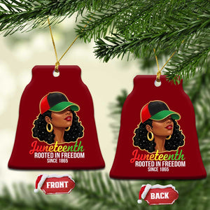 Black Woman Juneteenth Graphic Ceramic Ornament Rooted In Freedom Since 1865