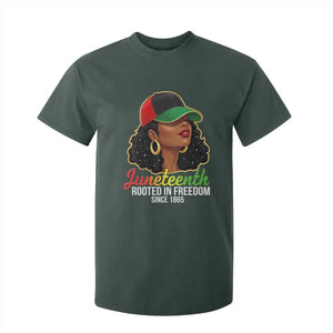 Black Woman Juneteenth Graphic T Shirt For Kid Rooted In Freedom Since 1865 TS12 Dark Forest Green Print Your Wear