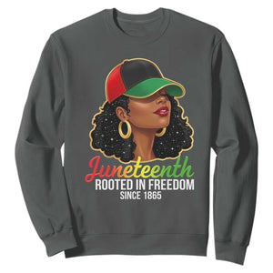 Black Woman Juneteenth Graphic Sweatshirt Rooted In Freedom Since 1865